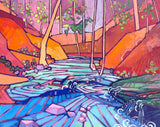 Stream In The Woods In Blue And Orange