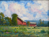 Red Barn With Cows