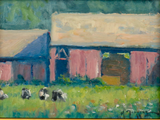 Hay Barn With Cows