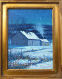 Two Barns in Winter Moonlight