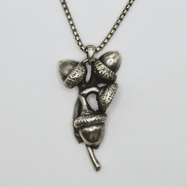 Sterling Silver Acorn Pendant 24" Chain