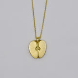 18K Yellow Gold 1/2 Apple Pendant 16" Chain