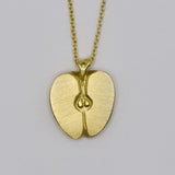 18K Yellow Gold 1/2 Apple Pendant 16" Chain