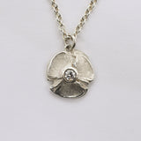 Sterling Silver Pansy Pendant with 0.06 ct. Diamond