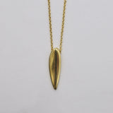 18K Yellow Gold Tiny Locust Leaf Pendant 18" Chain