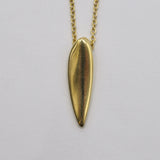 18K Yellow Gold Tiny Locust Leaf Pendant 18" Chain