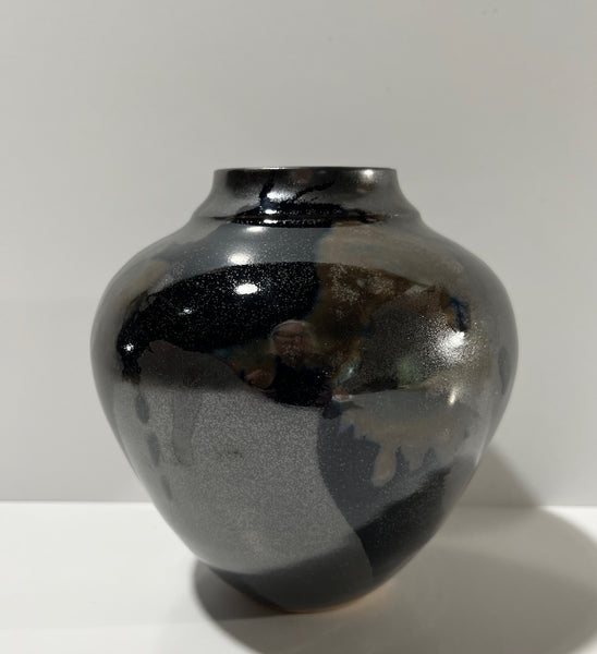 Porcelain Vase-Black, Rutile