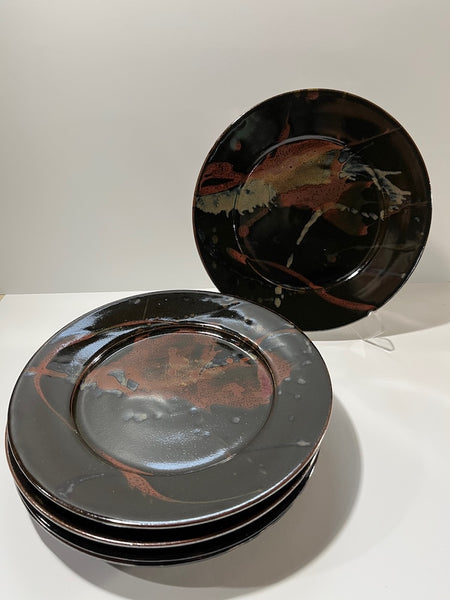 Dinner Plates-Temoku, Red (Set of 5)